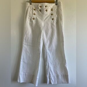 Sailor pant Cropped Flared leg Gold tone buttons Size 4 Coastal Vacation